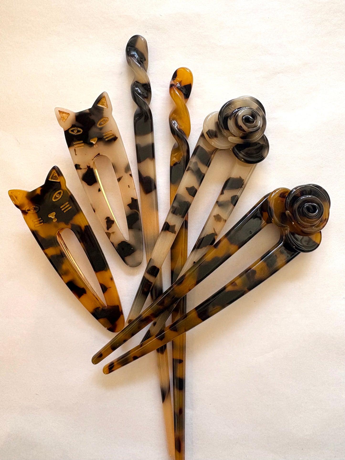 Tortoise Shell Hair Pins & Cat Hair Slides