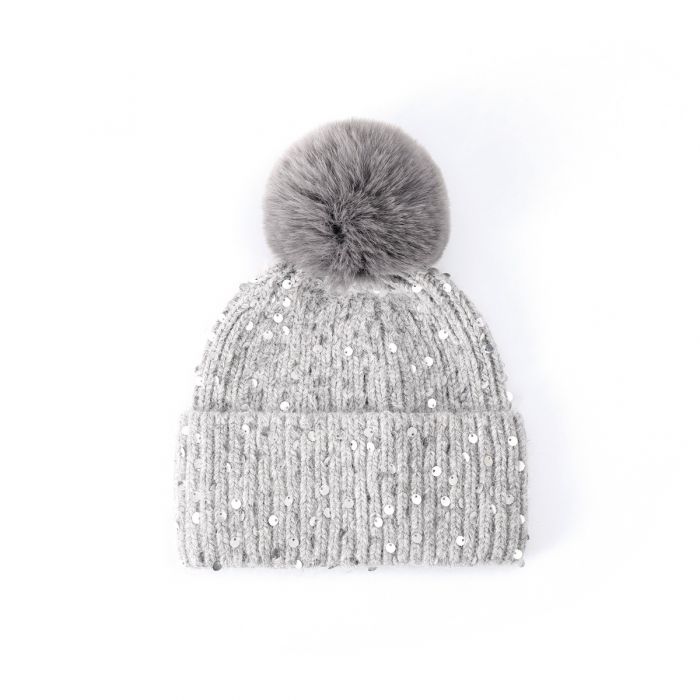 Sequin Pom Pom Hat