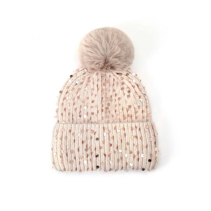 Sequin Pom Pom Hat