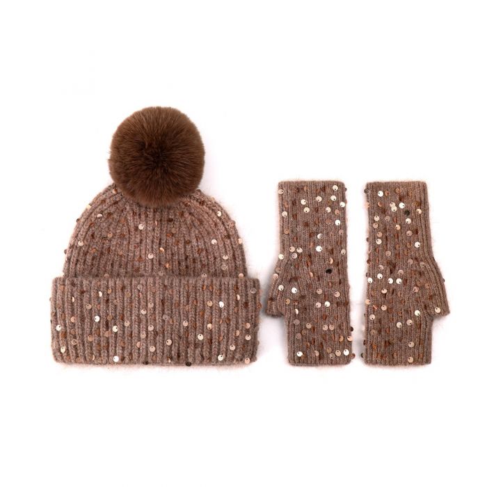 Sequin Pom Pom Hat