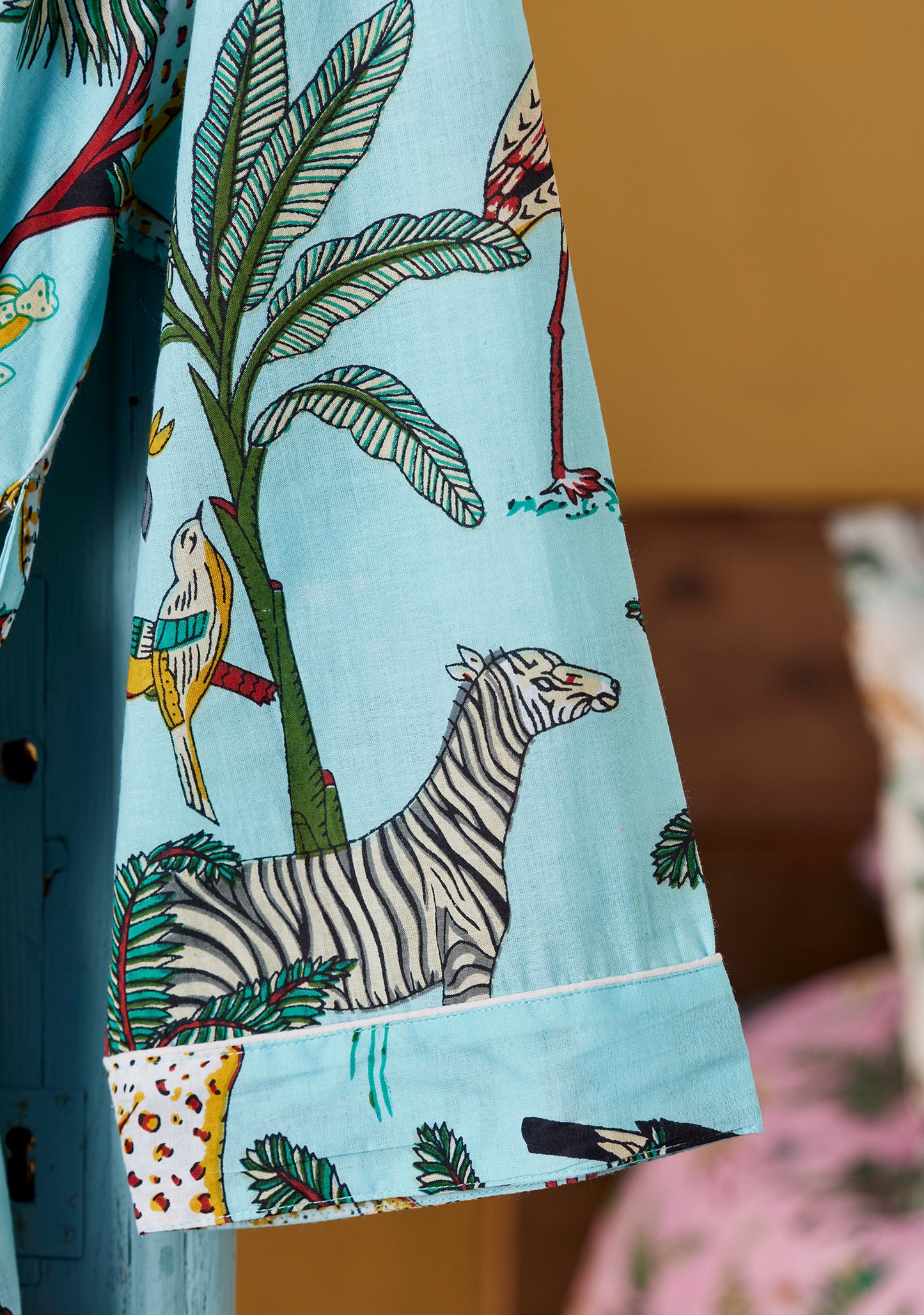 Hand Printed Kimono - Jungle Print - Jade