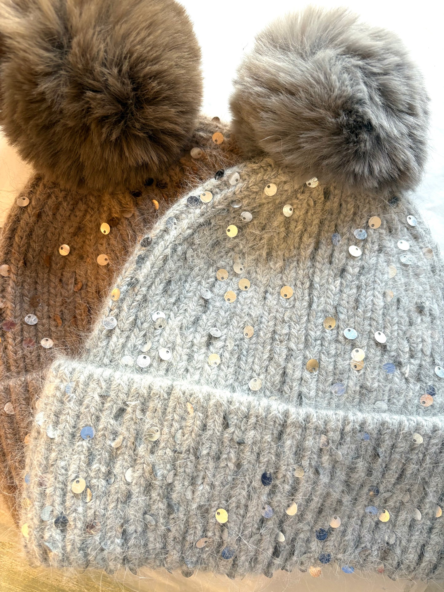 Sequin Pom Pom Hat