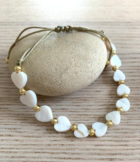 Bracelet - Faux Pearl Heart Bead jewellery