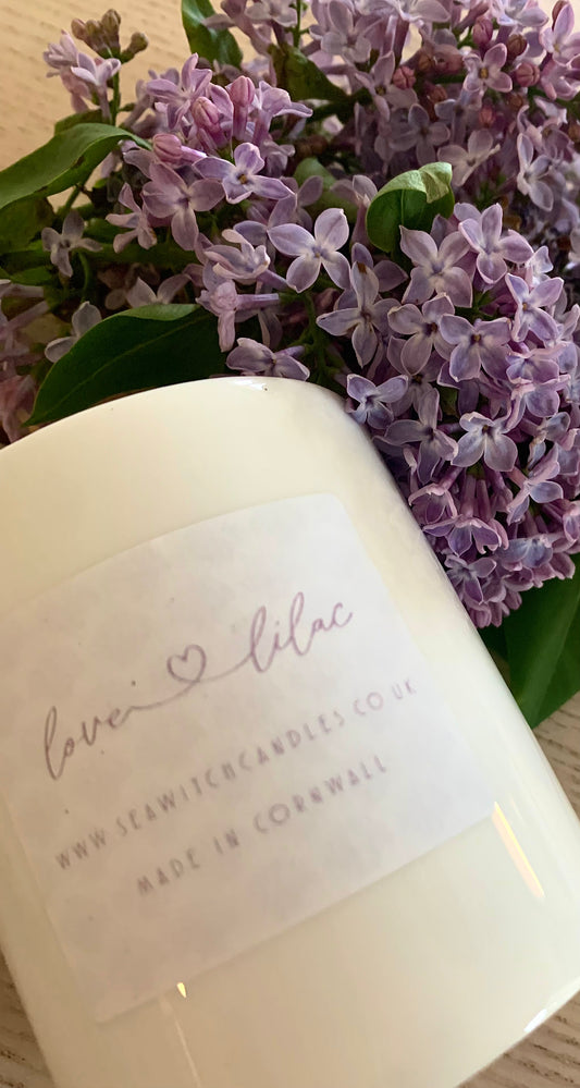 Love Lilac Soy Wax Candle - handmade in Cornwall