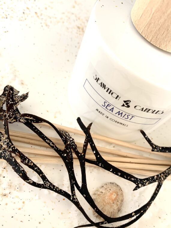 Sea Mist Diffuser  £22  Driftwood – Salt – Seaweed  Refreshing marine fragrance evoking memories of beach days and shore line walks  This 100 ml diffuser releases a constant aroma to scent your room beautifully for at least 12 months  Handmade in Mousehole, Cornwall by Seawitch Candles  Ingredients: Base oil &amp; fragrance oils – comes with 6 natural reeds