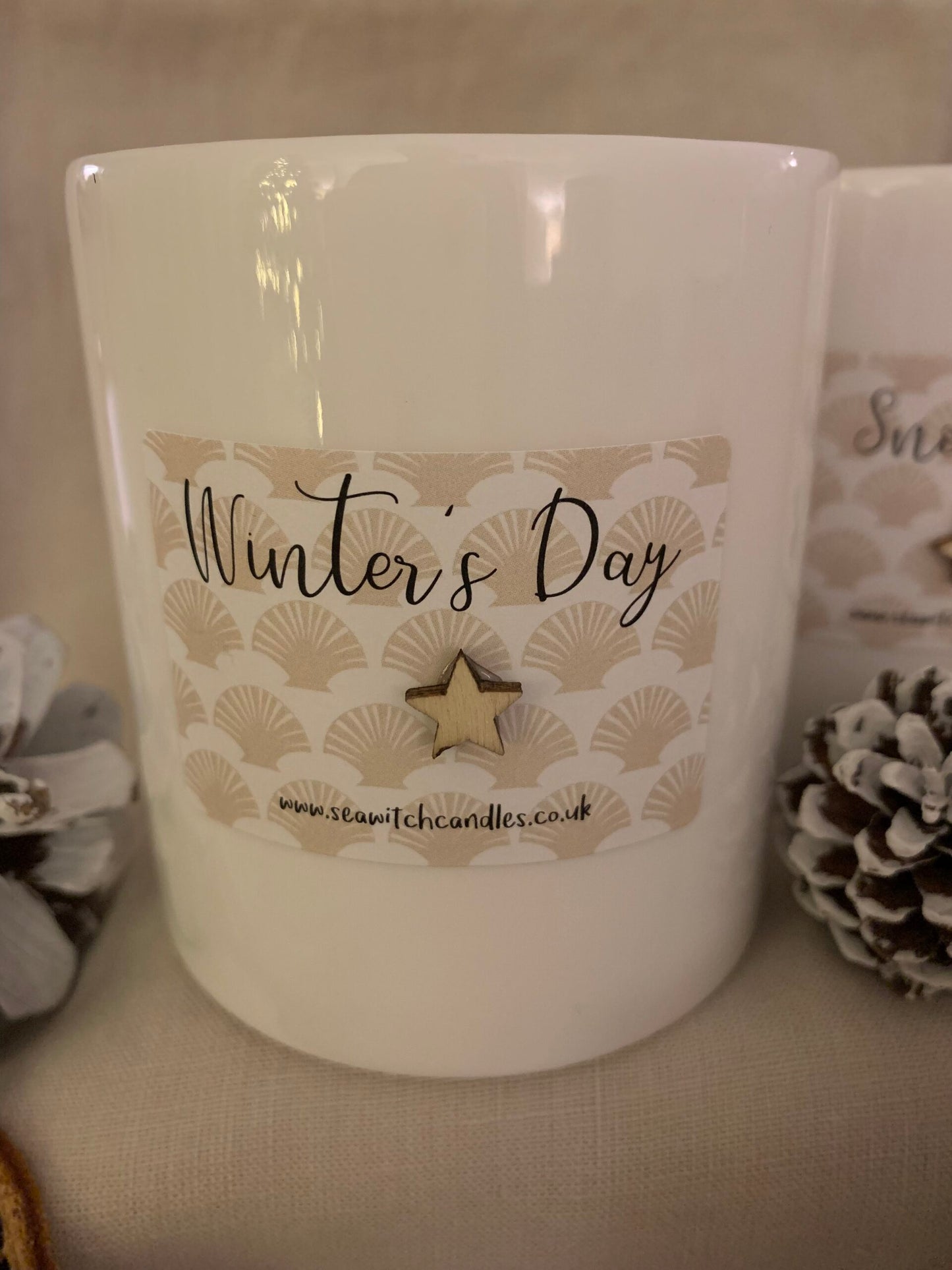 This Winters Day scented soy wax candles is handmade in Mousehole, Cornwall by Seawitch Candles. Perfect for Christmas, this festive, seasonal candle will burn for over 50 hours. Shop small, shop independent. Shop candles. Perfect Gift